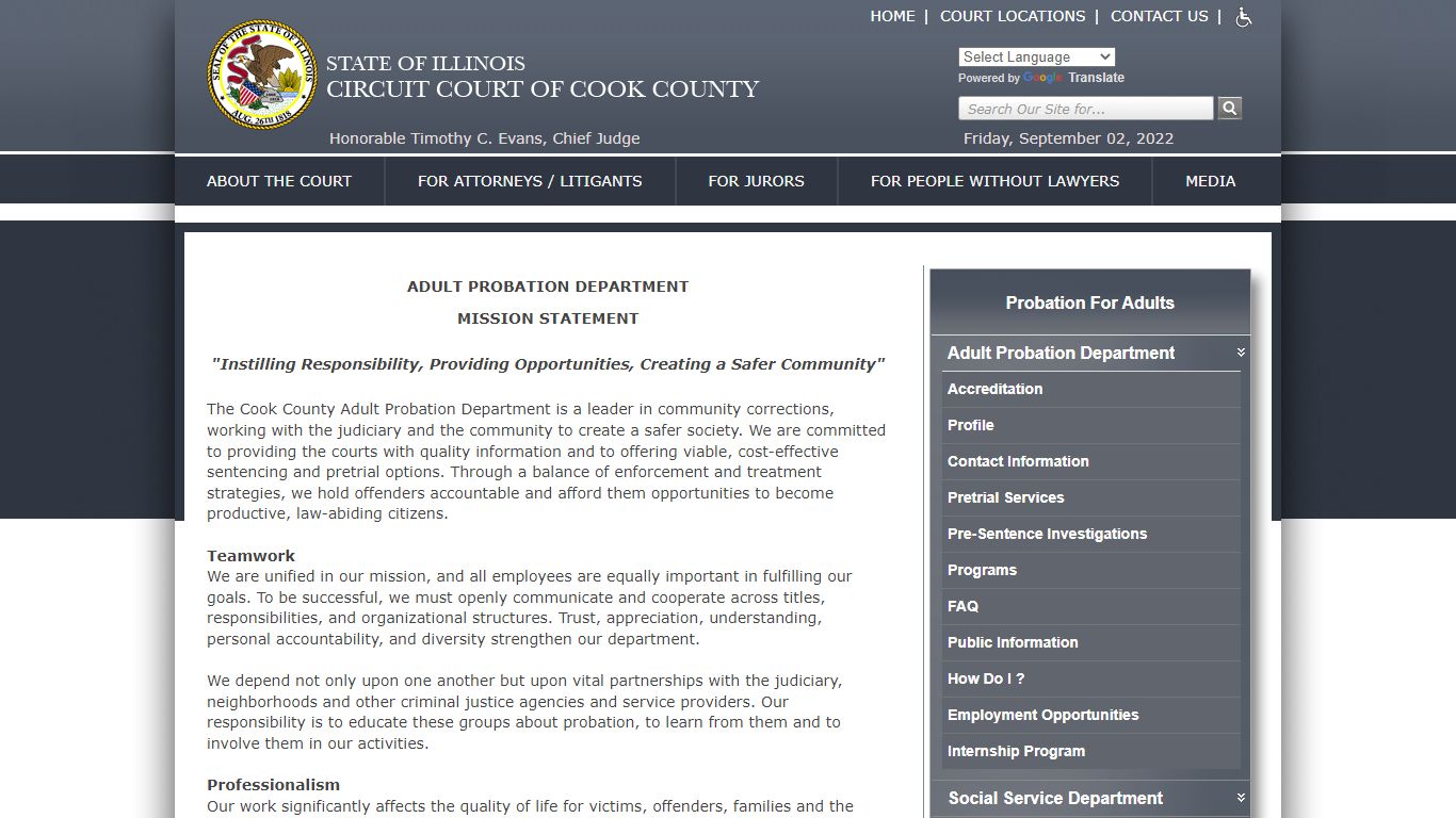 Adult Probation Department - Circuit Court of Cook County